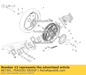 aprilia 867301 boccola distanziale - Lato superiore