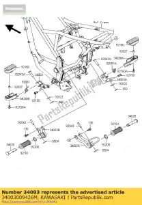 kawasaki 34003009426M paso de soporte, fr, lh, f.m.gr klx12 - Lado inferior