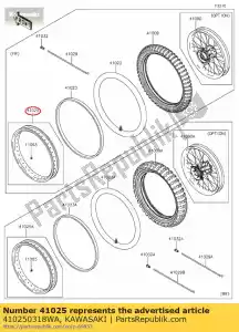 kawasaki 410250318WA llanta, fr, 1.60x21, plata klx250sc - Lado inferior