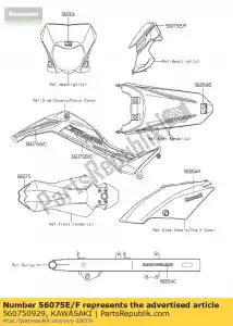 Kawasaki 560750929 patroon, koplampafdekking, - Onderkant