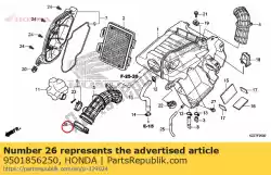 Aqui você pode pedir o banda, conexão do filtro de ar em Honda , com o número da peça 9501856250: