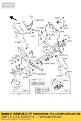 Qui puoi ordinare cowling-assy., lwr, lh, zx750-p3 da Kawasaki , con numero parte 550505111B1: