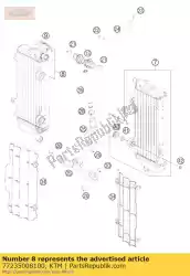 Here you can order the radiator r/s '55637u from KTM, with part number 77235008100: