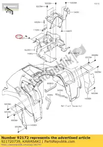 kawasaki 921720739 tornillo, roscado, 6x16 krf750ncs - Lado inferior