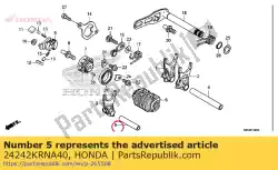 Ici, vous pouvez commander le arbre b, fourchette de changement de vitesse auprès de Honda , avec le numéro de pièce 24242KRNA40: