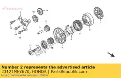 versnelling, primaire aandrijving (23t) van Honda, met onderdeel nummer 23121MEY670, bestel je hier online: