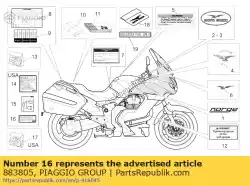 Ici, vous pouvez commander le autocollant d'émission de bruit auprès de Piaggio Group , avec le numéro de pièce 883805:
