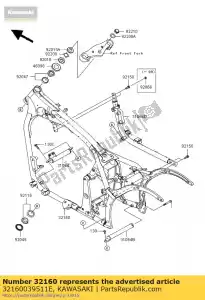 Kawasaki 32160039511E frame-comp, f.s. zwart - Onderkant