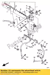 Here you can order the hose, brake from Yamaha, with part number 3VD258740000: