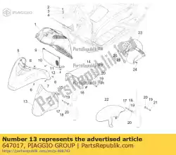 Aquí puede pedir guardabarros delantero de Piaggio Group , con el número de pieza 647017:
