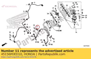 honda 45156MJED10 clamper a, fr. mangueira do freio - Lado inferior