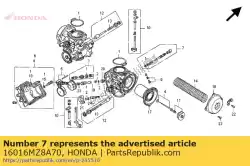 Ici, vous pouvez commander le jeu de vis auprès de Honda , avec le numéro de pièce 16016MZ8A70: