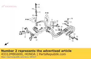 Honda 43312MBG000 klem, remslang - Onderkant