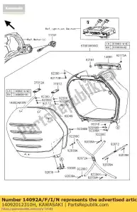 kawasaki 14092012310H cover,side bag,rh,p.m.gr zg140 - Bottom side