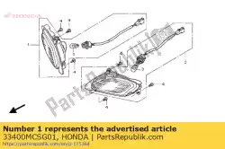 Ici, vous pouvez commander le winker assy., r. Fr. (12v auprès de Honda , avec le numéro de pièce 33400MCSG01: