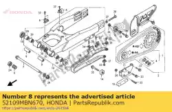 Aqui você pode pedir o parafuso, ajuste do pivô em Honda , com o número da peça 52109MBN670: