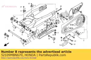 Honda 52109MBN670 parafuso, ajuste do pivô - Lado inferior