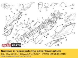 Aprilia 85166700EE, Rechter achterkuip. grijs, OEM: Aprilia 85166700EE