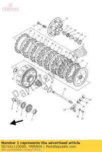 yamaha 5DJ161110000 engranaje, transmisión primaria - Lado inferior