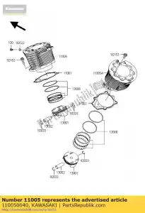 Kawasaki 110050040 motor de cilindro, fr - Lado inferior