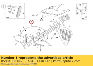 aprilia 85881000XN2 przedni b?otnik. czarny - Dół