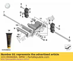 Here you can order the holder with rubber mounting from BMW, with part number 22119446084: