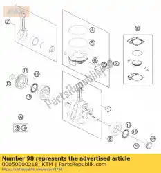 Ici, vous pouvez commander le kit piston gr. I 450 sx-f 13-14 auprès de KTM , avec le numéro de pièce 00050000218: