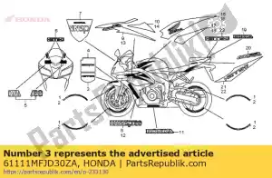 Honda 61111MFJD30ZA marca g, fr. fender * type1 - Lado inferior