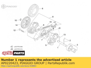 aprilia AP0220423 oliepompas assy. - Onderkant