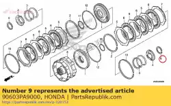 Ici, vous pouvez commander le circlip, externe, 40mm auprès de Honda , avec le numéro de pièce 90603PA9000: