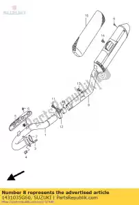 Suzuki 1431035G60 cuerpo, silenciador - Lado inferior