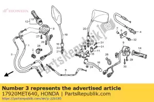 honda 17920MET640 cable comp. b, acelerador - Lado inferior