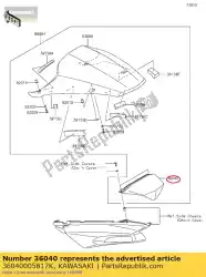 Aquí puede pedir cubierta de cola, cnt, m. Negro de Kawasaki , con el número de pieza 36040005817K: