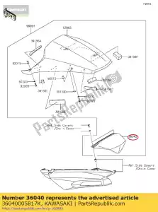 Kawasaki 36040005817K cubierta de cola, cnt, m. negro - Lado inferior