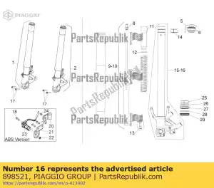 Piaggio Group 898521 hub + rh vorkpoot - Onderkant