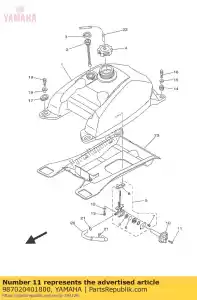 yamaha 987020401800 schroef, plat - Onderkant