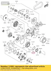 Ici, vous pouvez commander le 01 joint, couvercle d'arbre primaire auprès de Kawasaki , avec le numéro de pièce 11061Y059: