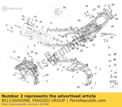 Aprilia 85153600XNB, Prawy bok ramy, czarny, OEM: Aprilia 85153600XNB