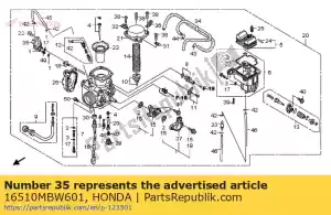 Honda 16510MBW601 ensemble soupape, coupe air - La partie au fond