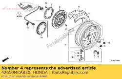 Aqui você pode pedir o conjunto de sub da roda., rr. Em Honda , com o número da peça 42650MCAB20:
