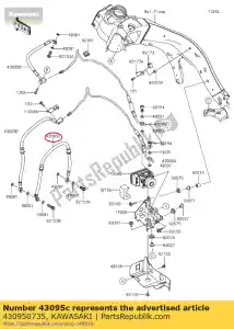 Kawasaki 430950735 slangrem, fr remklauw, links - Onderkant