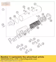 59005081550, KTM, geluiddemperbehuizing exc 04 ktm exc mxc smr xc 250 400 450 525 560 2004 2005 2006 2007, Nieuw