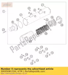 Aqui você pode pedir o carcaça do silenciador exc 04 em KTM , com o número da peça 59005081550: