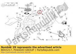 Aprilia B043217, Etiqueta del protector del tanque, OEM: Aprilia B043217