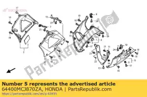 Honda 64400MCJ870ZA conjunto de capucha, r. inferior (wl) * - Lado inferior