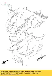 Here you can order the cowling,side,r from Suzuki, with part number 9441002F2033J: