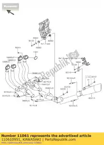 kawasaki 110610951 junta, tubo de escape zx1000nff - Lado inferior