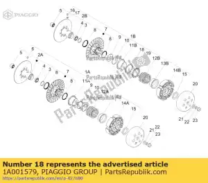 Piaggio Group 1A001579 rondelle coulissante - La partie au fond