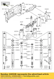 Kawasaki 440330028 forquilha de cobertura, interna, direita - Lado inferior