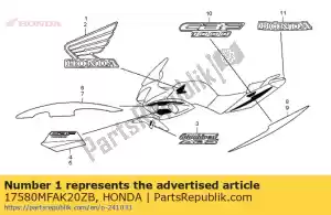 Honda 17580MFAK20ZB marque, r. aile * type2 * - La partie au fond